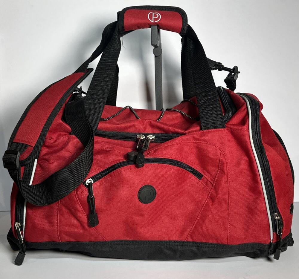 Protege 20"x 10.5” x 12.5” Red Duffel Bag w Bonus Bag 10”x 11” x3” Zip Net Back